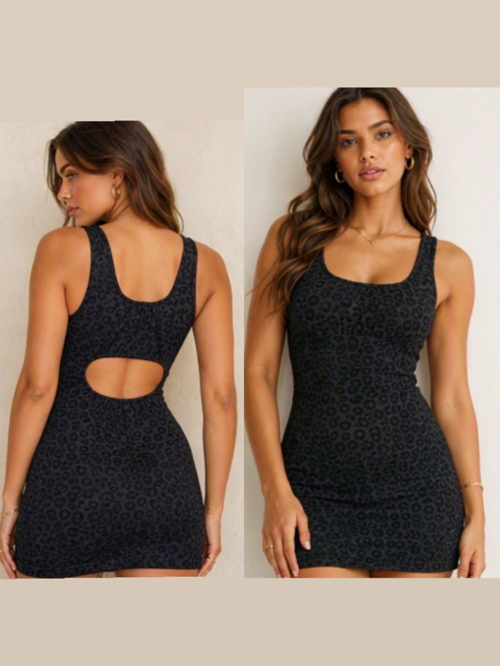 🌷 Y2K Black Leopard Print Cutout Back Dress 🌷 Carolina